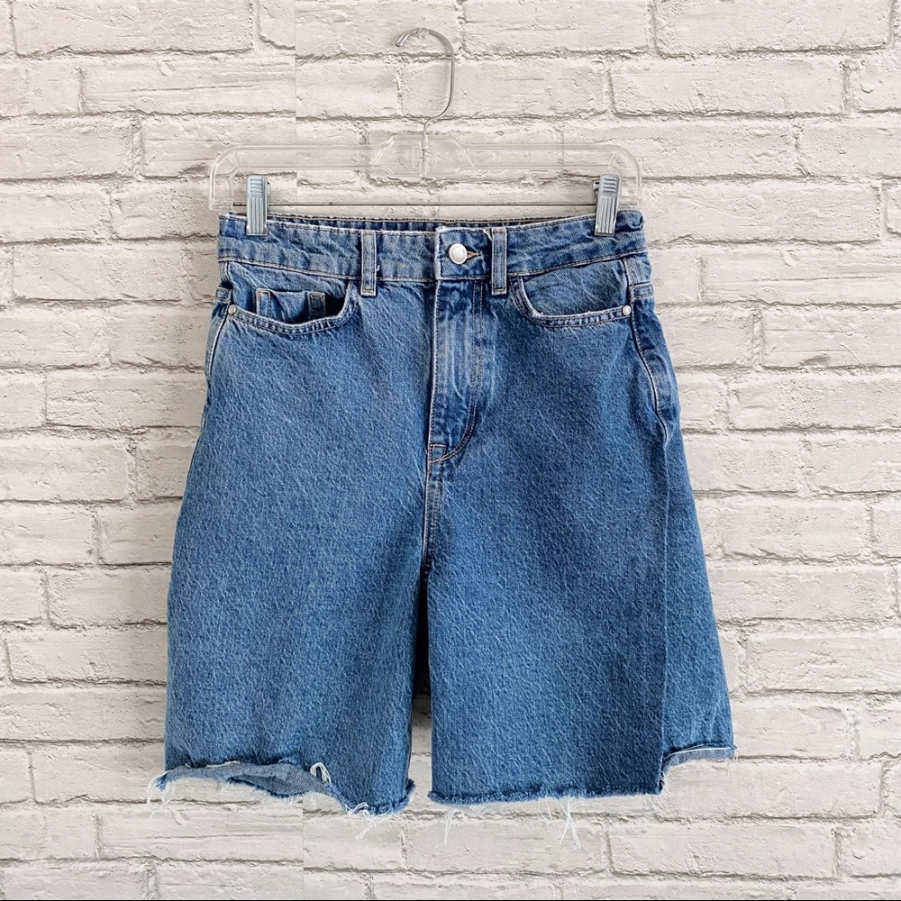 Zara High Waisted Cutoff Dad Shorts